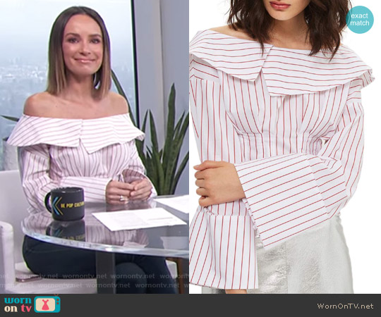 Topshop Stripe Poplin Off the Shoulder Corset Top worn by Catt Sadler on E! News
