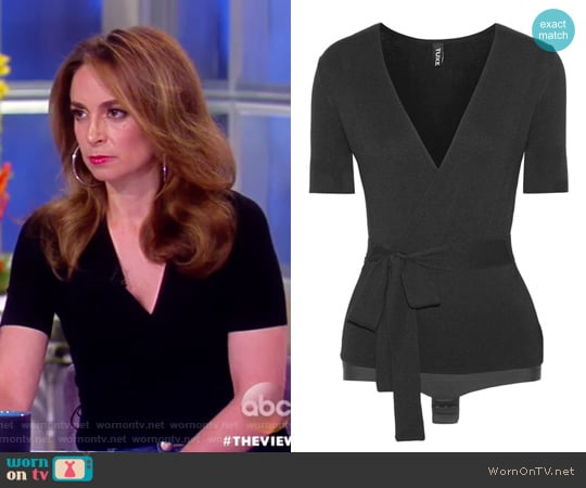 Tuxe Bodywear Solicitor wrap-effect stretch-knit bodysuit worn by Jedediah Bila on The View