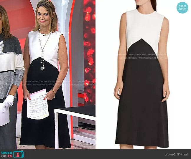 Narciso Rodriguez Two-Tone Textured Crepe Dress worn by Savannah Guthrie on Today