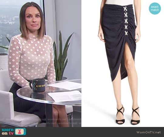 Veronica Beard Marlow Ruched Lace-Up Skirt worn by Catt Sadler on E! News