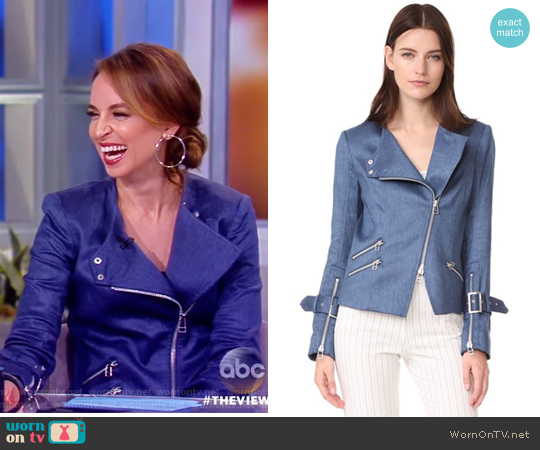 Veronica Beard Sienna Collarless Moto Jacket worn by Jedediah Bila on The View