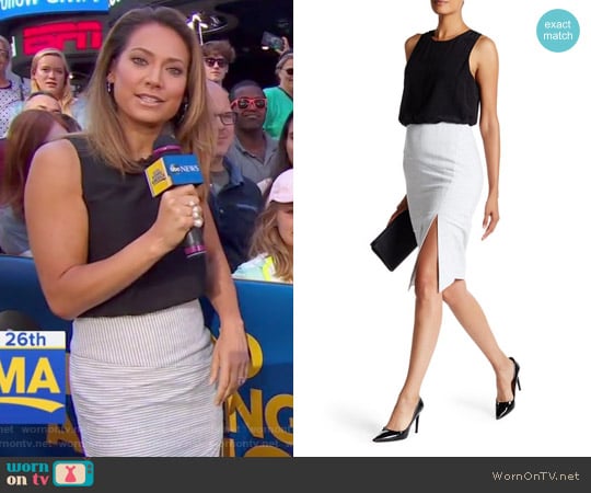 Veronica Beard Laguna Silk Combo Twofer Dress worn by Ginger Zee on Good Morning America