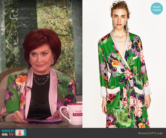 Zara Long Floral Kimono worn by Sharon Osbourne on The Talk