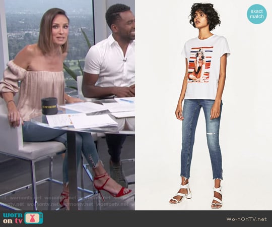 Zara Ripped Mid Ride Jeans worn by Catt Sadler on E! News