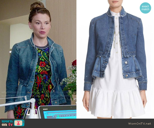 Alexander McQueen Denim Peplum Jacket worn by Liza Miller (Sutton Foster) on Younger