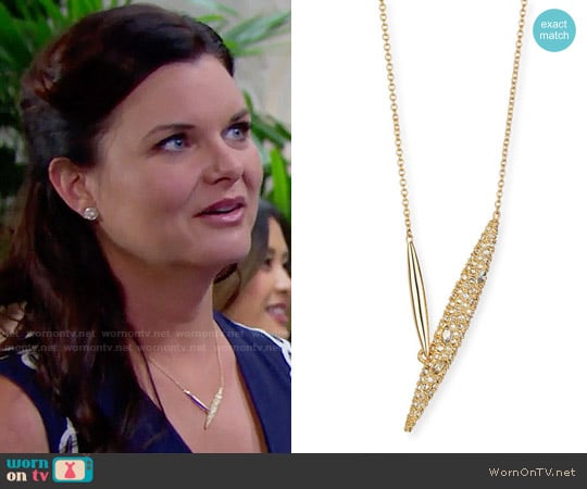 Alexis Bittar Crystal-Encrusted Modernist Spear Necklace worn by Katie Logan (Heather Tom) on The Bold and the Beautiful