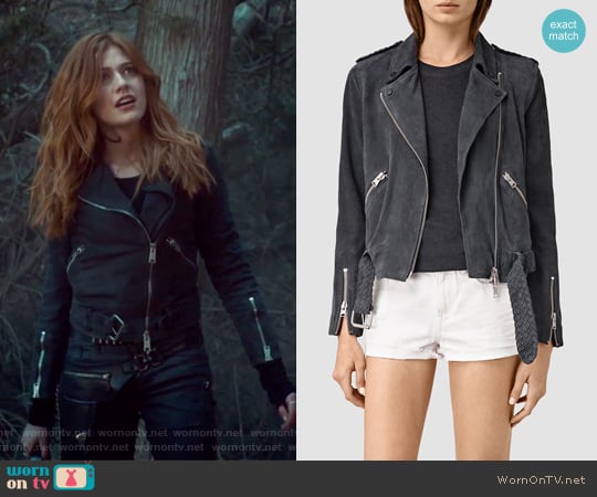 All Saints Braided Wyatt Suede Jacket worn by Clary Fray (Katherine McNamara) on Shadowhunters