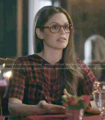Alyssa’s red plaid ruffled top on Nashville