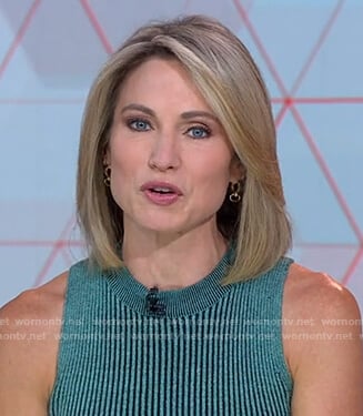 Amy’s green and black ribbed mini dress on Good Morning America