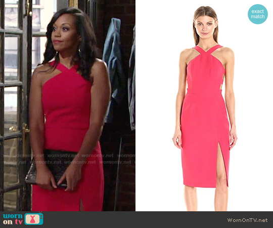 Bcbgmaxazria Ruth Dress in Red Berry worn by Hilary Curtis (Mishael Morgan) on The Young and the Restless