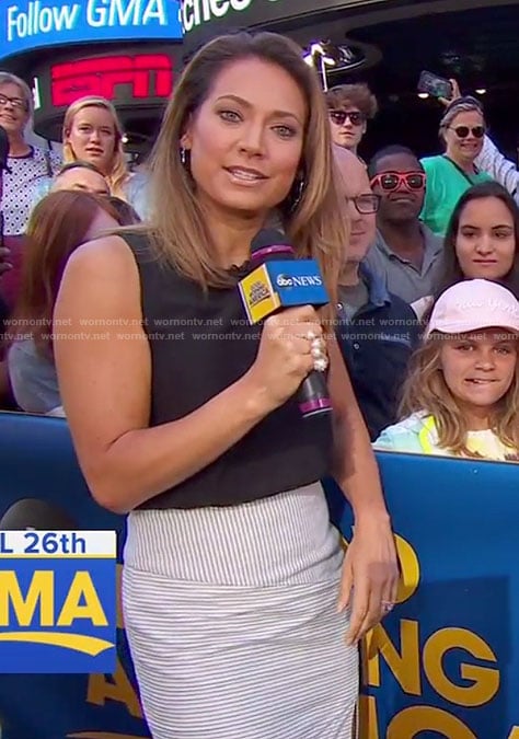 Ginger’s black and white combo dress on Good Morning America