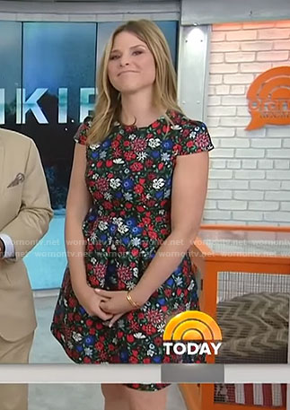 Jenna’s black floral flare dress on Today