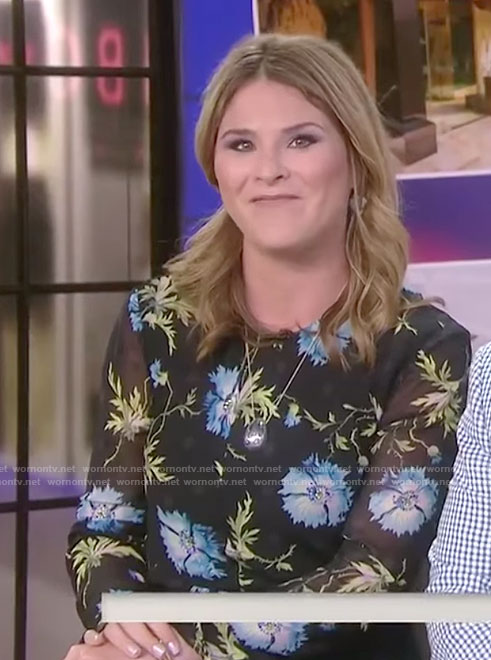 Jenna’s black floral open-back top on Today