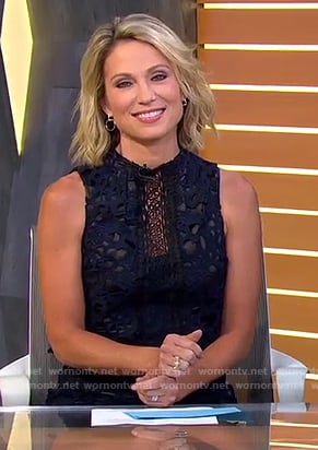 Amy’s navy lace jumpsuit on Good Morning America