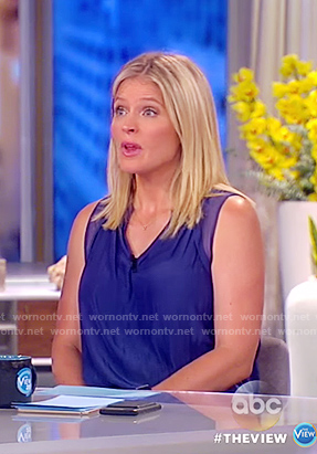 Sara’s blue sleeveless chiffon dress on The View