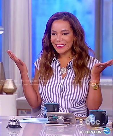 Sunny’s blue striped tie-front top on The View