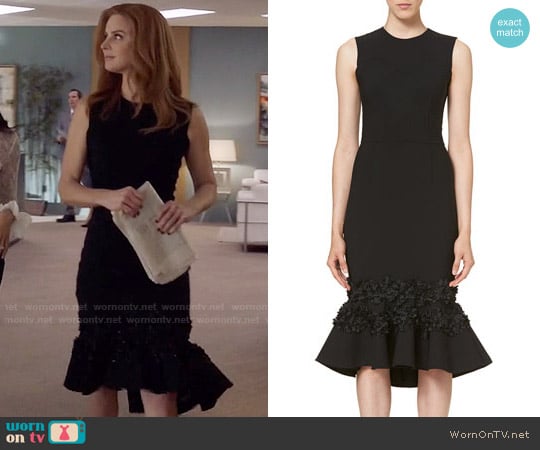 Carolina Herrera Embellished Flounce-Hem Dress worn by Donna Paulsen (Sarah Rafferty) on Suits