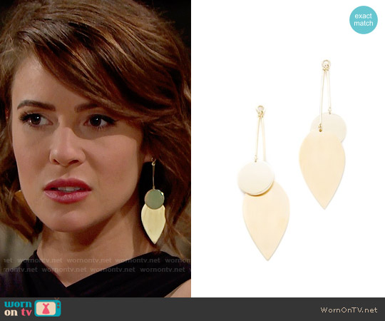 Elizabeth and James Avalon Earrings worn by Caroline Spencer (Linsey Godfrey) on The Bold and the Beautiful