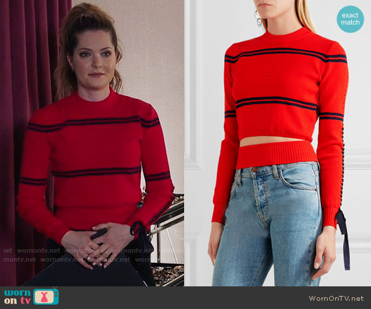 Fendi Cutout Striped Sweater worn by Sutton (Meghann Fahy) on The Bold Type