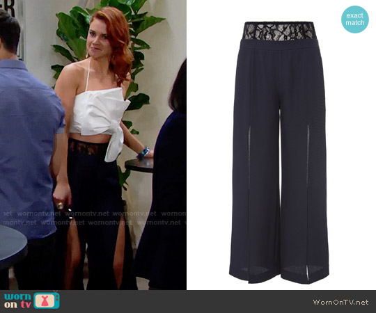 Fleur Du Mal Lace Trim Slit Front Pants worn by Sally Spectra (Courtney Hope) on The Bold and the Beautiful