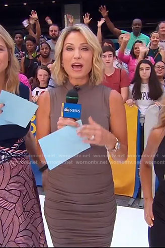 Amy’s grey mock neck sleeveless dress on Good Morning America