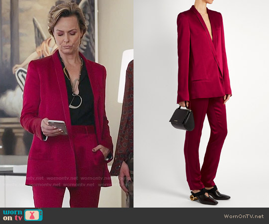 Haider Ackermann Kuiper Shawl-lapel Satin Jacket worn by Jacqueline (Melora Hardin) on The Bold Type