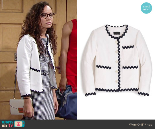 J.Crew Lady Jacket with Rickrack Trim worn by Mattie Ashby (Lexie Stevenson) on The Young and the Restless