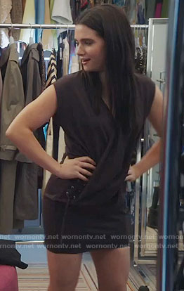 Jane’s draped lace-up mini dress on The Bold Type