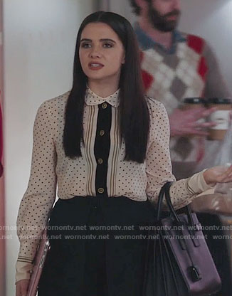 Jane’s polka dot shirt on The Bold Type