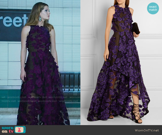 Jason Wu Floral-appliquéd fil coupé gown worn by Sutton (Meghann Fahy) on The Bold Type