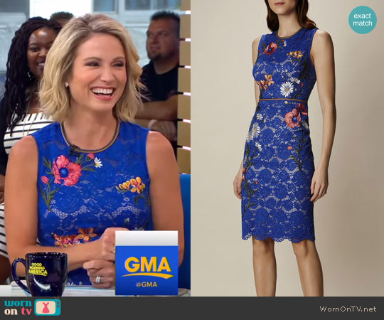 Karen Millen Lace Embroidered Pencil Dress worn by Amy Robach on Good Morning America
