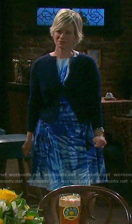 Kayla’s blue palm leaf print dress on Days of our Lives