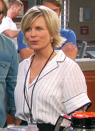 Kayla’s white striped shirt on Days of our Lives