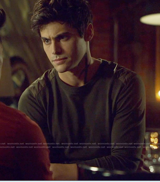 Alec’s khaki military sweater on Shadowhunters