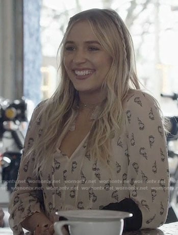 Maddie’s printed blouse on Nashville