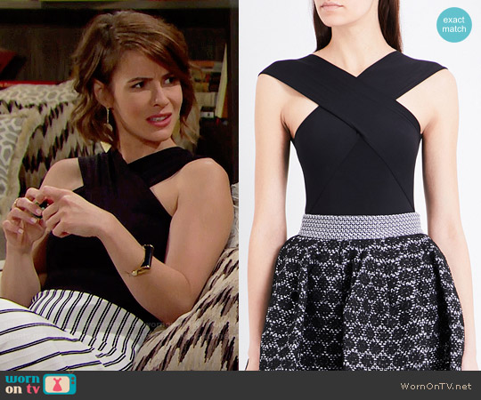 Maje Tirade Bodysuit worn by Caroline Spencer (Linsey Godfrey) on The Bold and the Beautiful