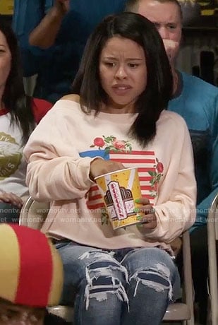 Mariana’s floral flag graphic sweatshirt on The Fosters