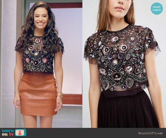 Needle & Thread Enchanted Lace Top worn by Kibby Ainsley (Chloe Bridges) on Daytime Divas