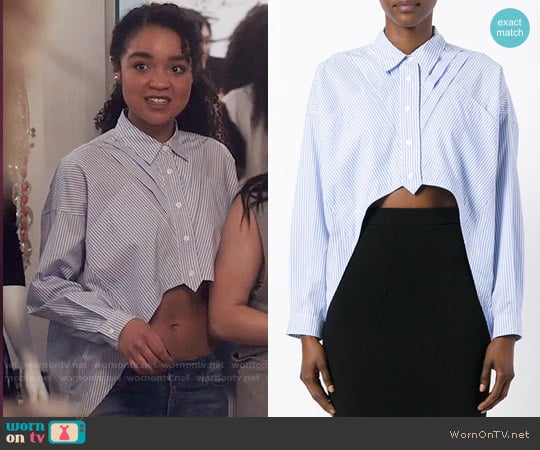 Opening Ceremony Striped Cropped Shirt worn by Kat Edison (Aisha Dee) on The Bold Type