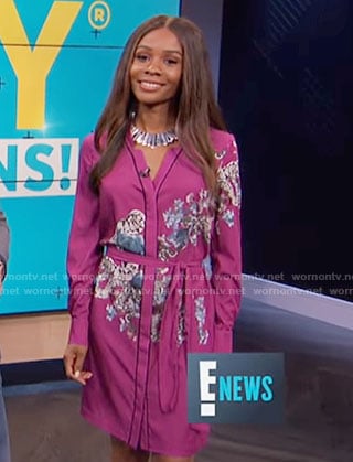Zuri’s pink floral shirtdress on E! News