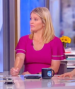 Sara’s pink frilled short sleeve dress on The View