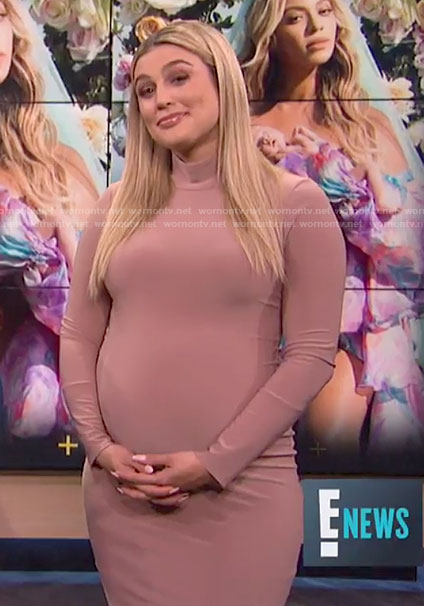 Carissa’s pink long sleeve mock neck dress on E! News