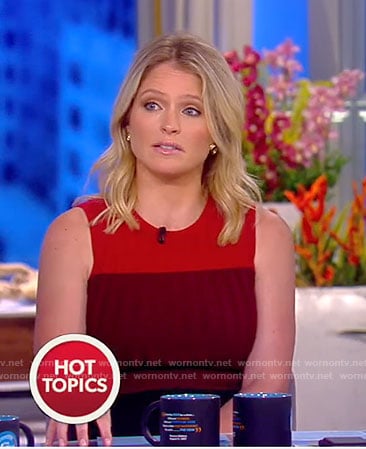 Sara’s red and black color-block ribbed dress on The View
