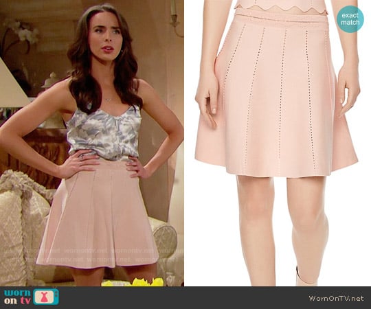 Sandro Leonie Cutwork Skirt worn by Ivy Forrester (Ashleigh Brewer) on The Bold and the Beautiful