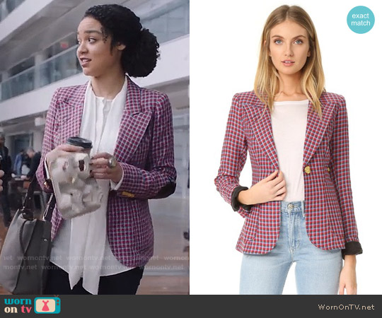 Smythe Duchess Blazer in Picnic Check worn by Kat Edison (Aisha Dee) on The Bold Type