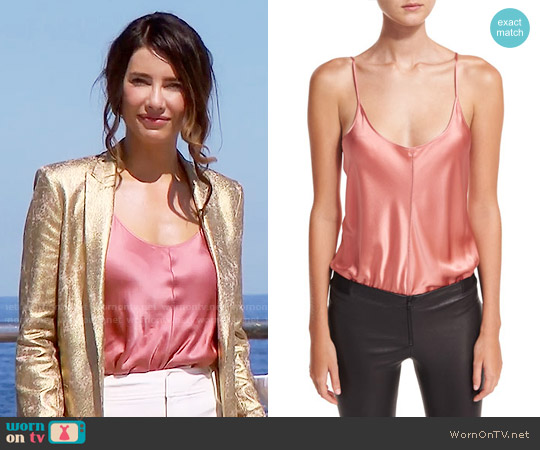 T by Alexander Wang Silk Charmeuse Camisole Bodysuit worn by Steffy Forrester (Jacqueline MacInnes Wood) on The Bold and the Beautiful