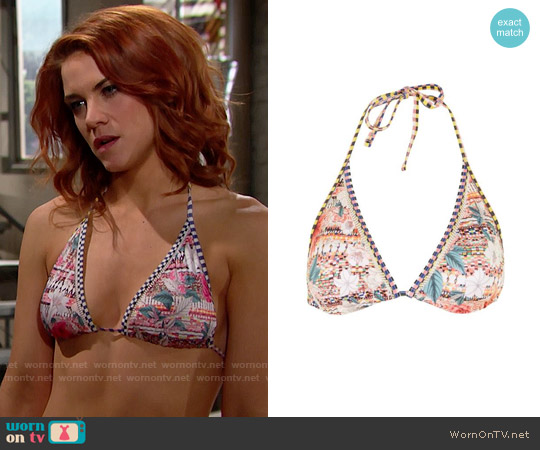 Topshop Geo Floral Bikini Top worn by Sally Spectra (Courtney Hope) on The Bold and the Beautiful