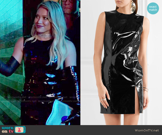 Topshop Unique Patent-leather mini dress worn by Kelsey Peters (Hilary Duff) on Younger