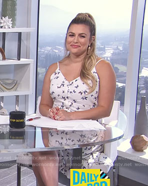Carissa’s white butterfly print dress on E! News Daily Pop
