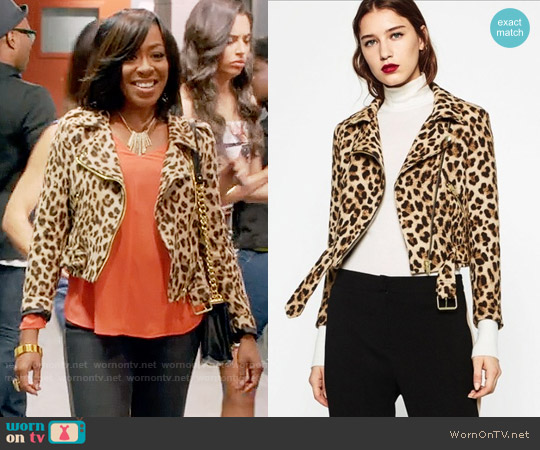 Zara Animal Print Biker Jacket worn by Mo Evans (Tichina Arnold) on Daytime Divas